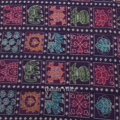 Blue Nabakothi Sambalpuri Ikat Cotton Fabric