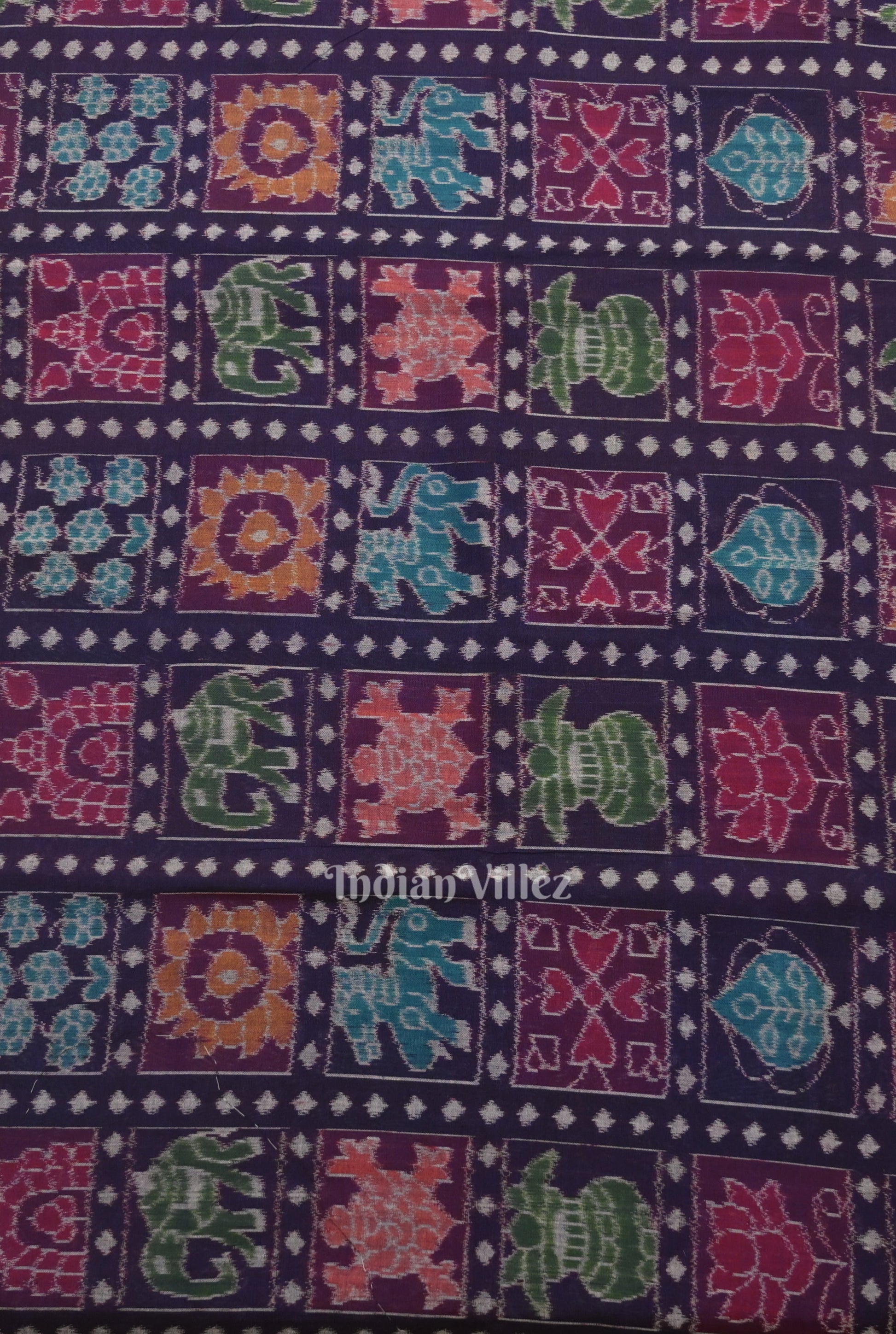 Blue Nabakothi Sambalpuri Ikat Cotton Fabric
