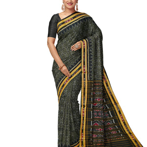 Bottle Green Maniabandha Cotton Tribal Saree