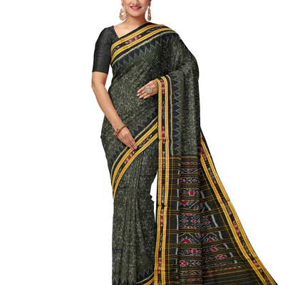 Bottle Green Maniabandha Cotton Tribal Saree