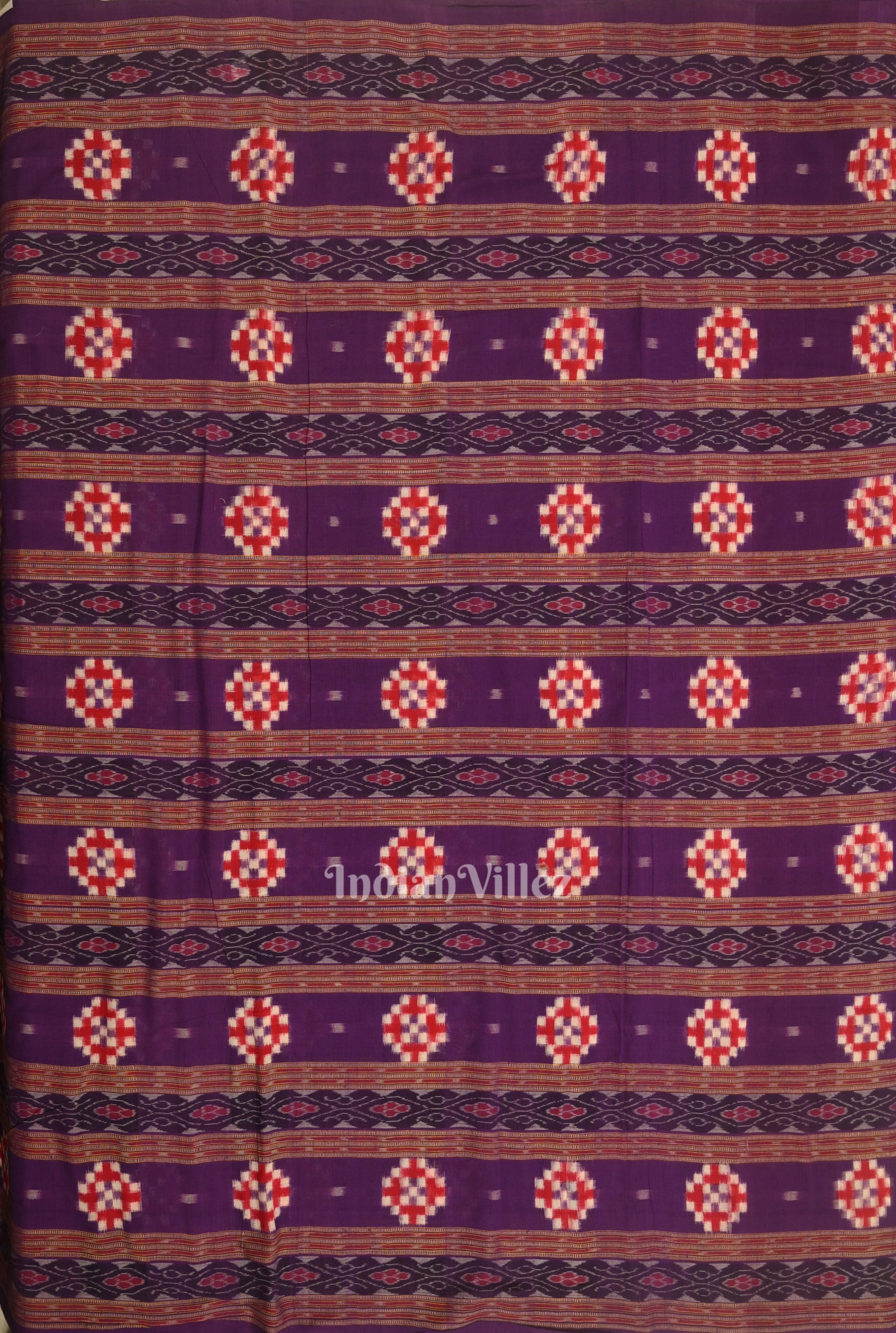Grape Purple Pasapali Sambalpuri Ikat Cotton Fabric