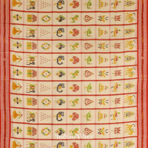 White Red Nabakothi Khandua Silk Saree