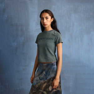 ALMOST GODS | STONEWASHED ALMOST GODS TEE IN GRANITE { GREY/CBLACK