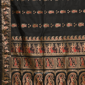 Black Handwoven Baluchari Silk Saree
