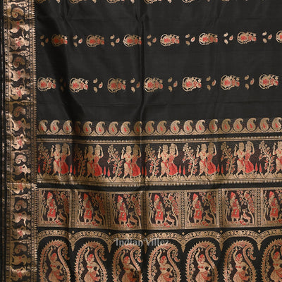 Black Handwoven Baluchari Silk Saree