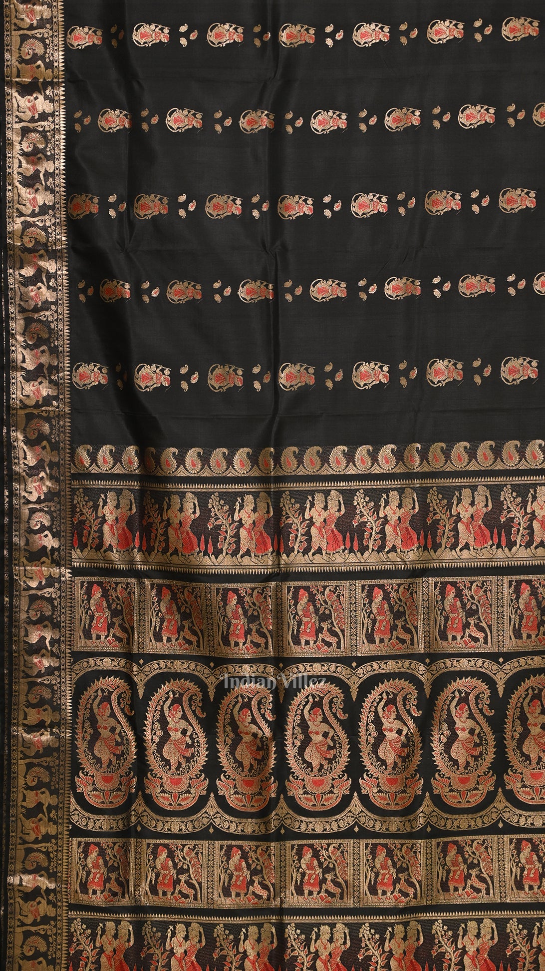 Black Handwoven Baluchari Silk Saree