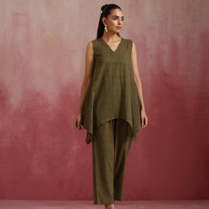 trueBrowns Olive Cotton Dobby Co-ord set