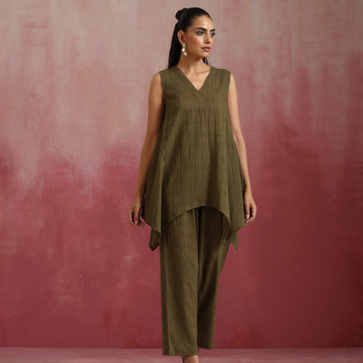trueBrowns Olive Cotton Dobby Co-ord set