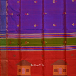 Purple Red Pure Bishnupuri Silk Saree