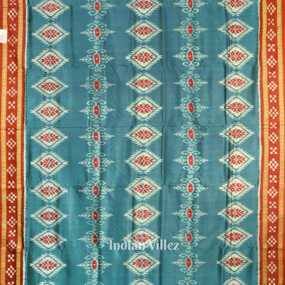 Blue Red Pasapalli Border Odisha Ikat Khandua Silk Saree
