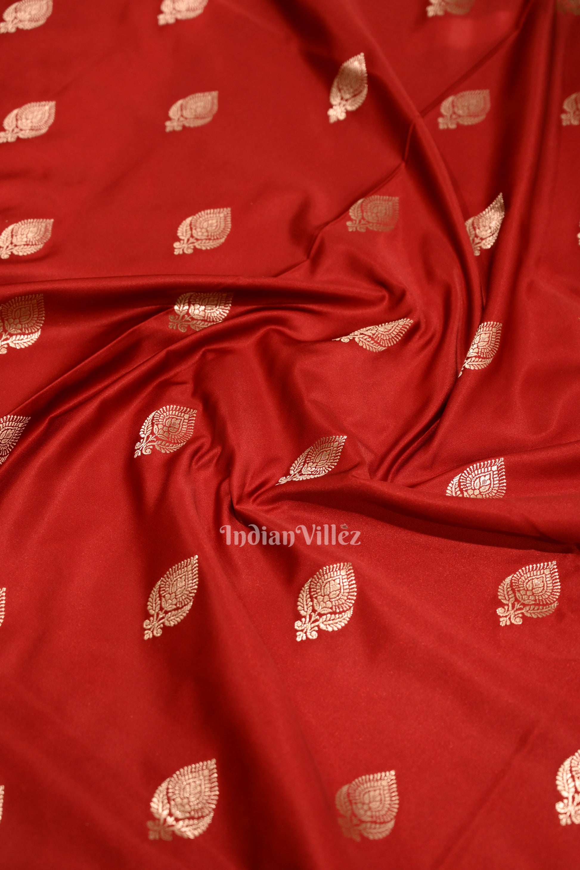 Dark Maroon Red Soft Pure Mashru Satin Silk Banarasi Saree