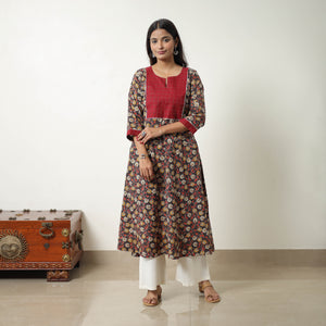 Black - Straight Cotton Kalamkari Kurta 05