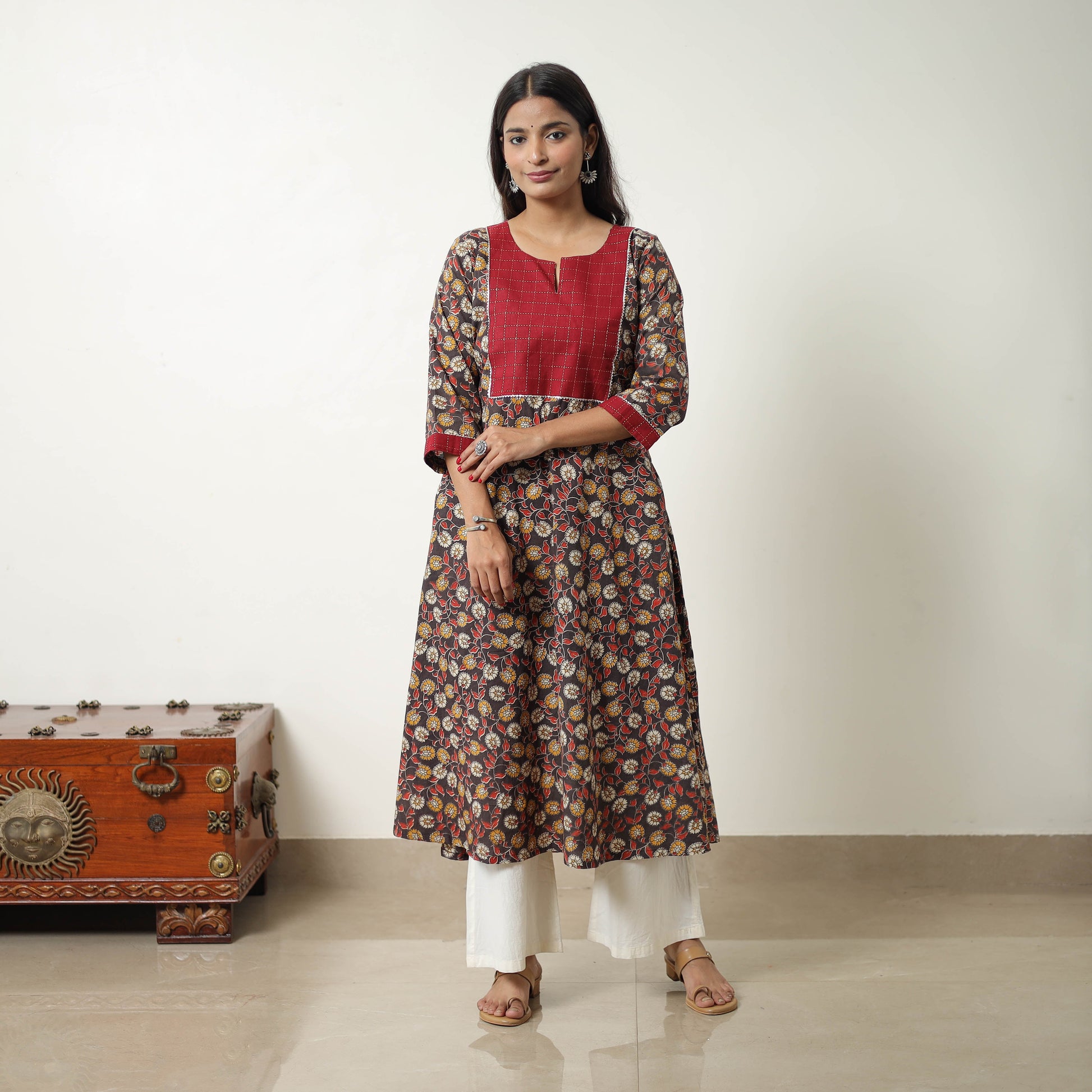 Black - Straight Cotton Kalamkari Kurta 05