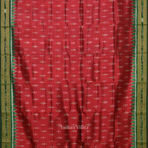 Maroon Green Mayur Chandrika Odisha Ikat Khandua Silk saree