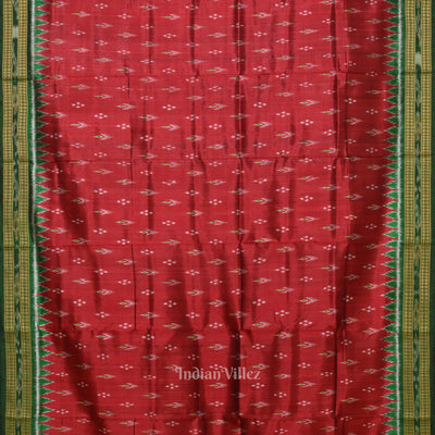 Maroon Green Mayur Chandrika Odisha Ikat Khandua Silk saree