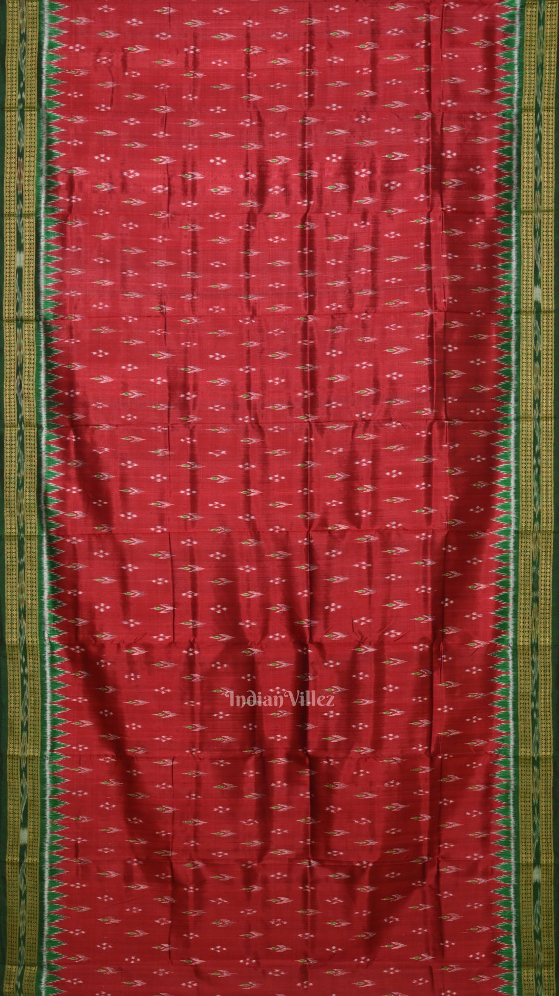 Maroon Green Mayur Chandrika Odisha Ikat Khandua Silk saree