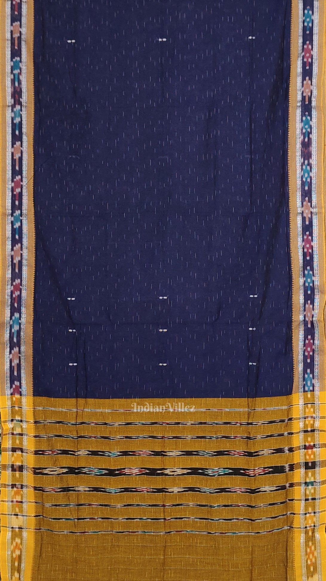 Indigo Blue Odisha Ikat Maniabandha Cotton Saree