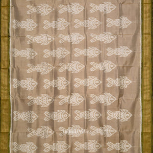 Pastel Green Fish Theme Odisha Handloom Khandua Silk Saree