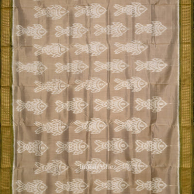Pastel Green Fish Theme Odisha Handloom Khandua Silk Saree