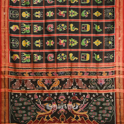 Black Nabakothi Odisha Ikat Khandua Silk Saree