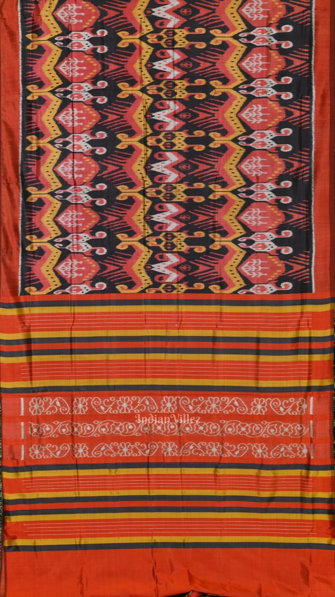 Maroon with Multicolor Cambodian inspired Designer Contemporary Silk Saree