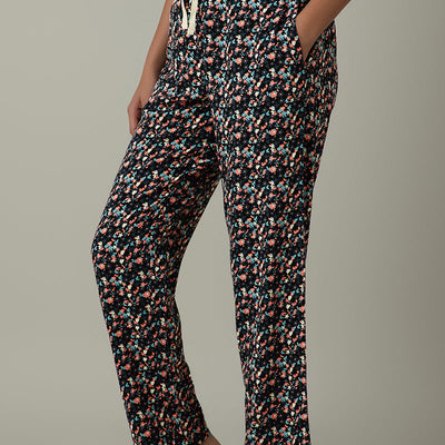 Full Length Pyjama Bottom - Black Beauty Floral Print