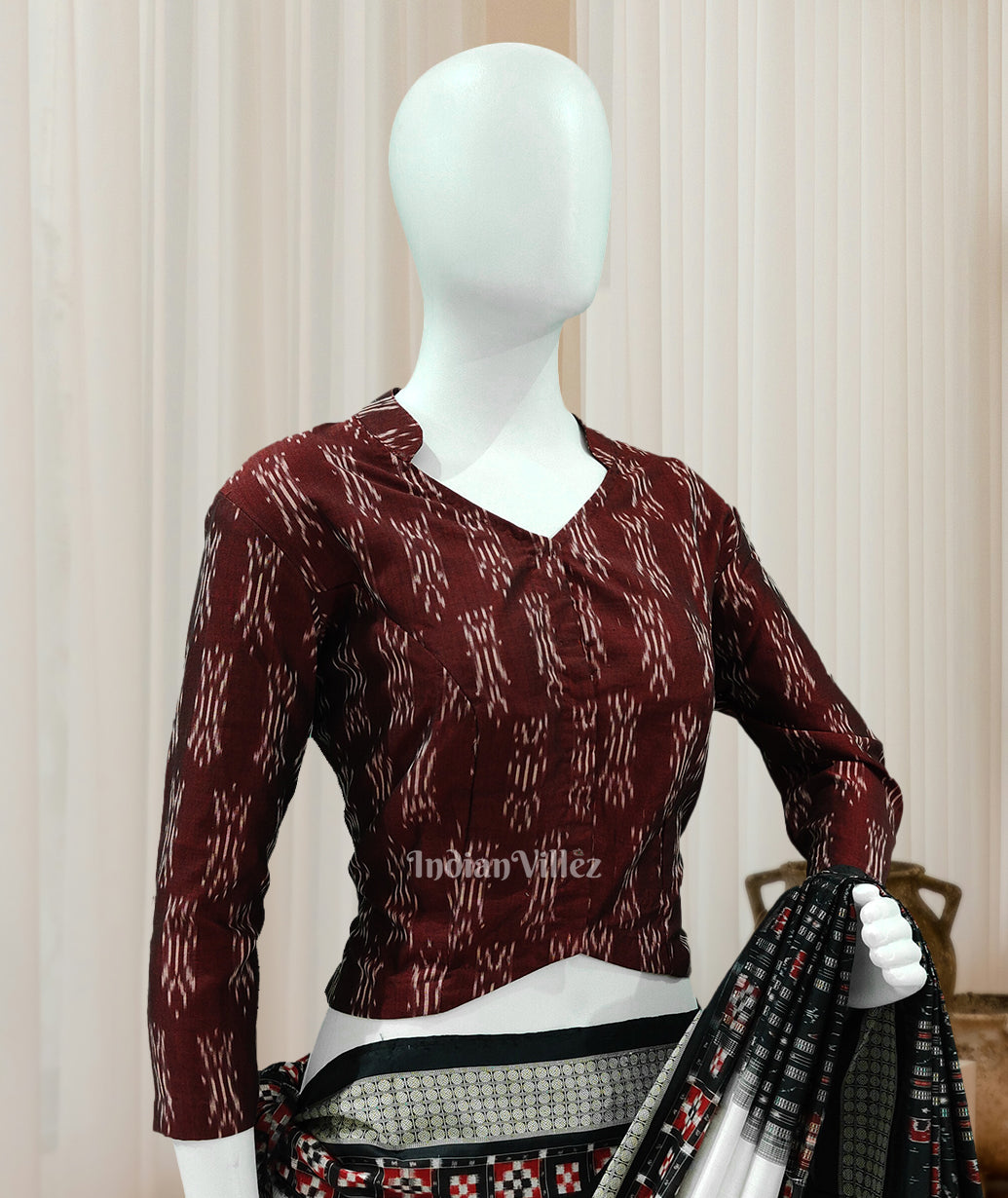Maroon Pochampally Ikat Cotton Blouse