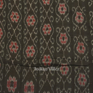 Black Floral Theme Sambalpuri Ikat Cotton Fabric