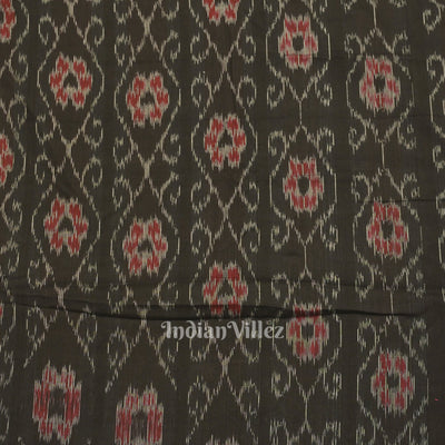 Black Floral Theme Sambalpuri Ikat Cotton Fabric