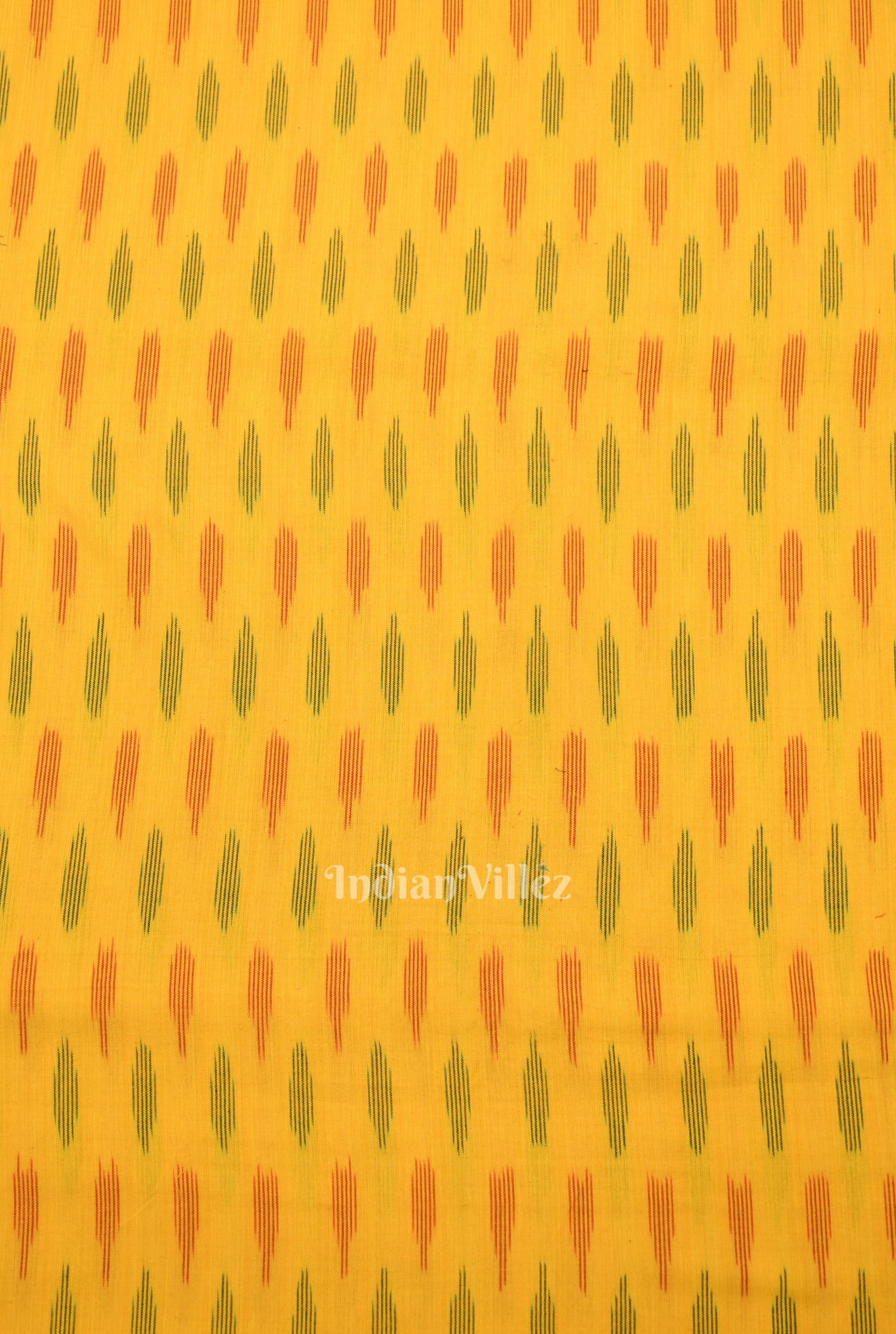 Deep Yellow Pochampally Ikat Cotton Fabric