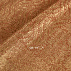 Beige Red with Golden Brocade  Tissue  Banarasi Saree