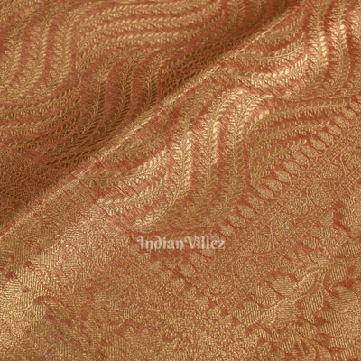 Beige Red with Golden Brocade  Tissue  Banarasi Saree