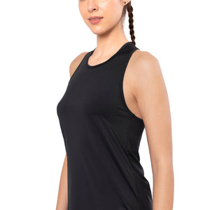 Flaunt Racerback Round Neck Tank Top - Jet Black