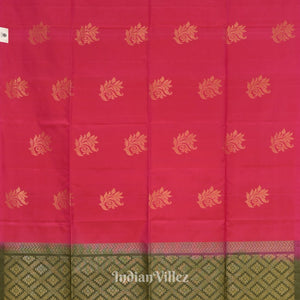 Red With Green Pure Kanjivaram Soft Silk Saree