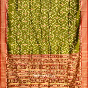 Green Odisha Ikat Khandua Silk Saree