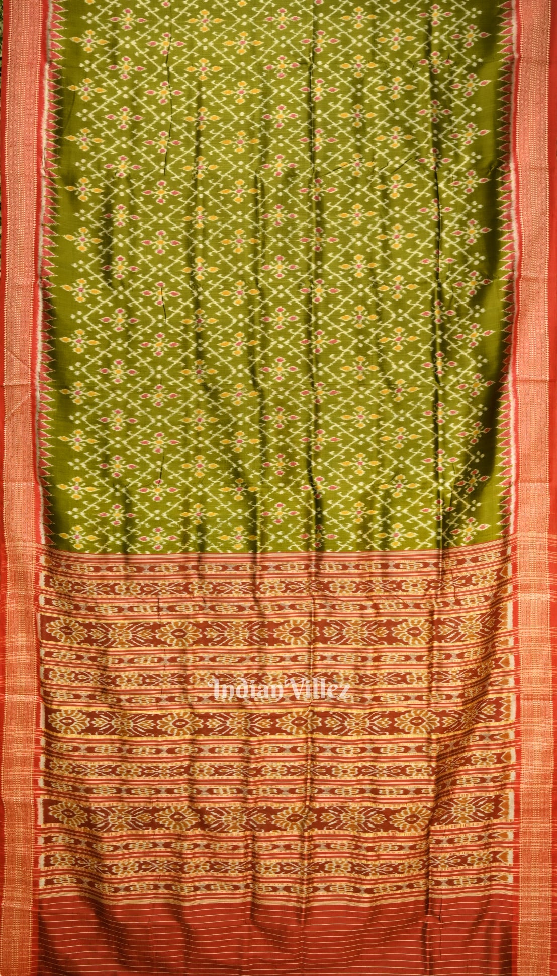 Green Odisha Ikat Khandua Silk Saree