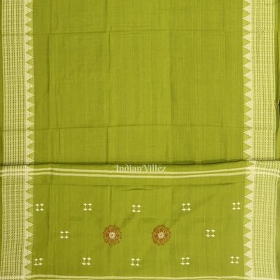 Maroon Parrot Green Sambalpuri Bomkai Cotton Dress set with Dupatta