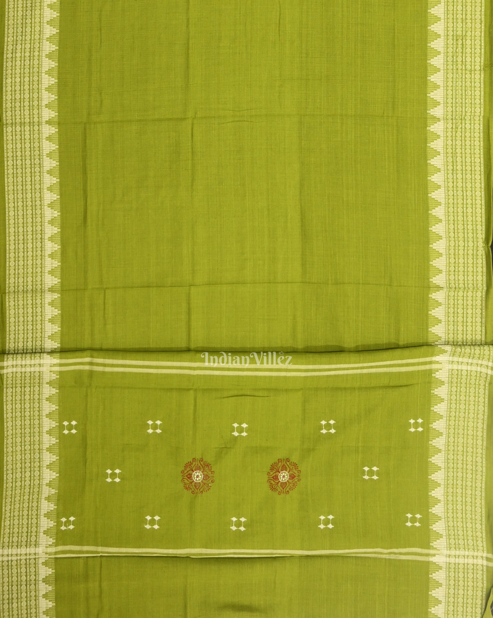 Maroon Parrot Green Sambalpuri Bomkai Cotton Dress set with Dupatta