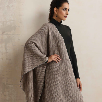 trueBrowns Grey Check Woollen Stole