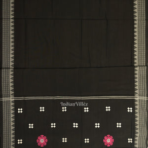 Baby Pink Black Flower Buti Odisha Ikat  Sambalpuri Dress Material & Dupatta