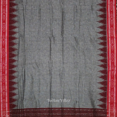 Gray Maroon Jharana Maniabandha Cotton Saree