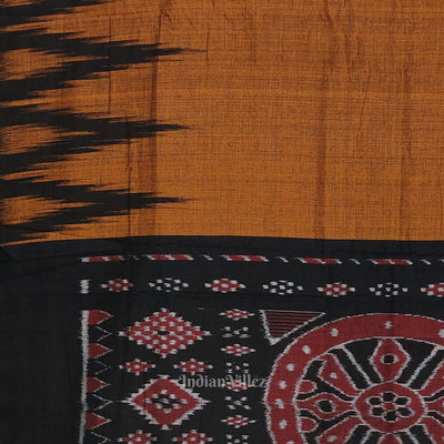 Brown Black Kargil Kumbha Maniabandha Cotton Saree