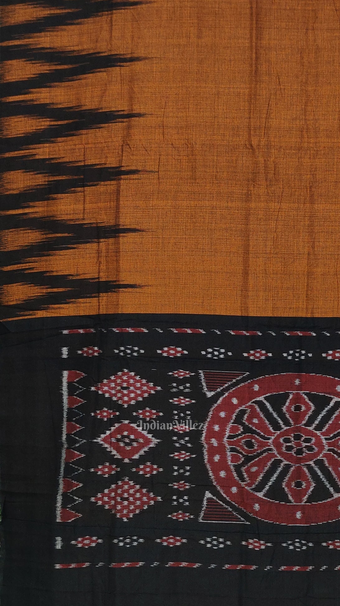 Brown Black Kargil Kumbha Maniabandha Cotton Saree
