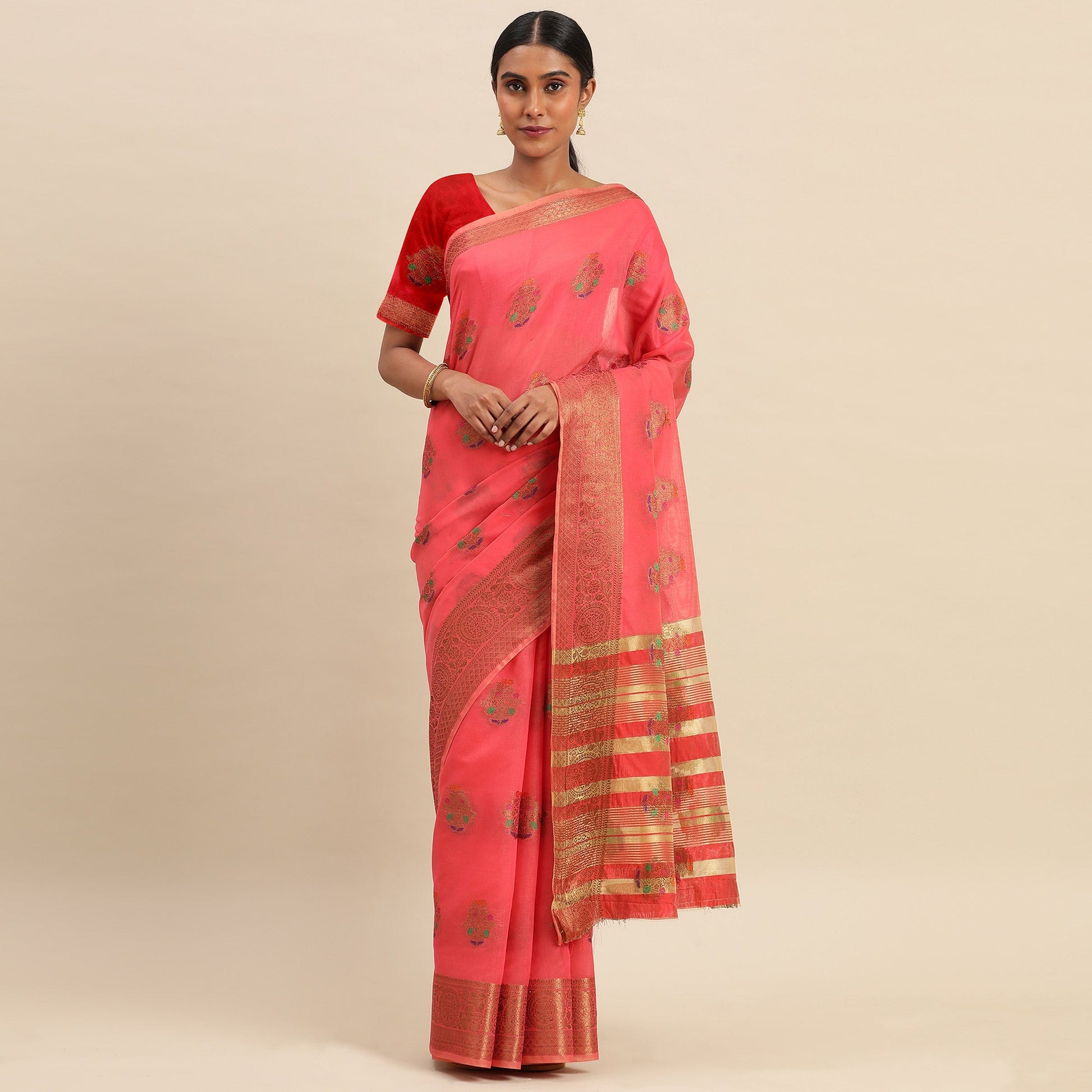 Gajari Woven Cotton Silk Saree
