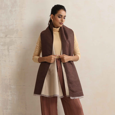 trueBrowns Dark Brown Reversible Woollen Stole