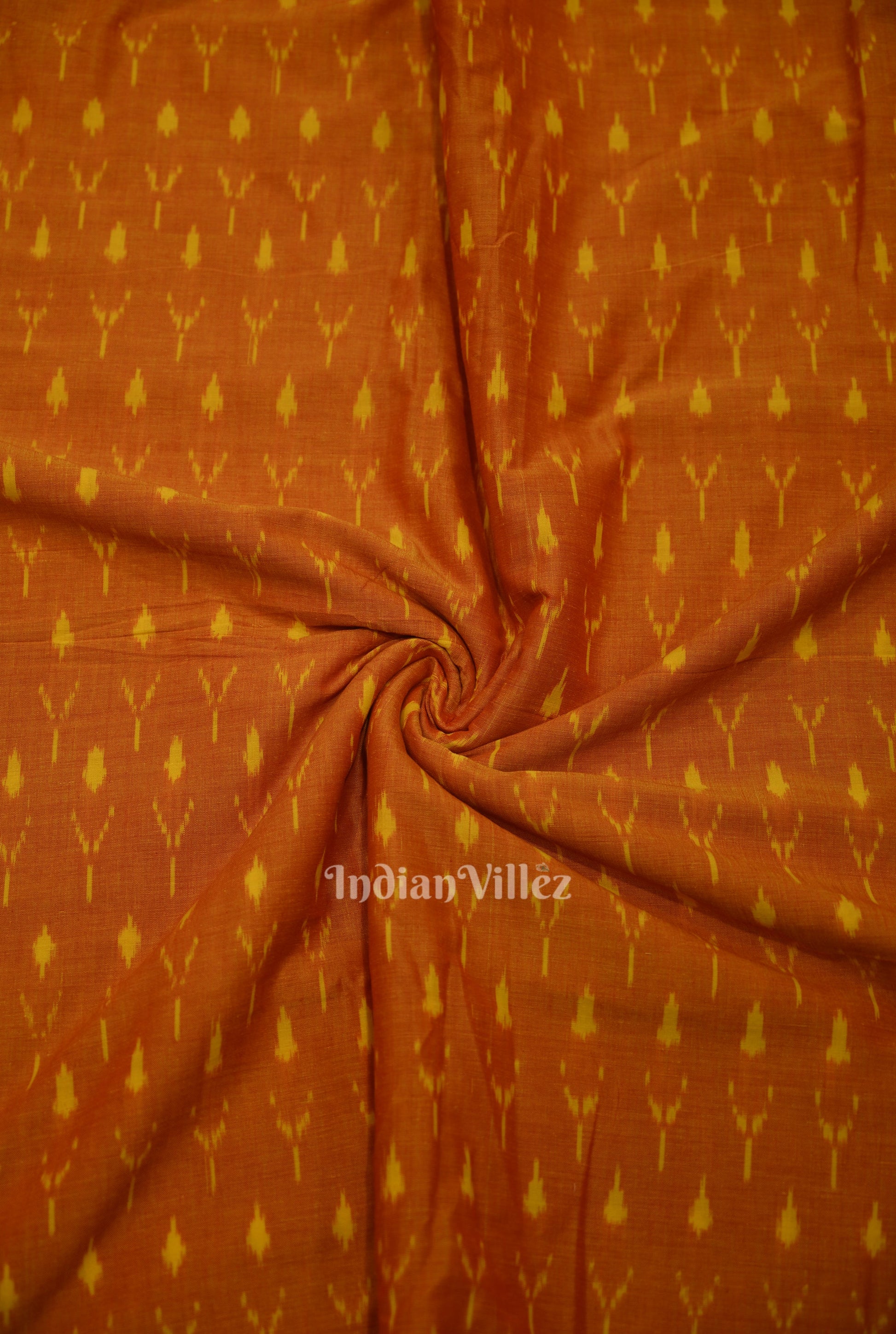 Orange Pochampally Ikat Cotton Fabric