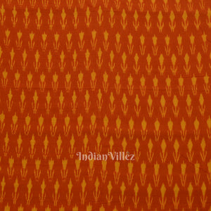 Deep Orange Handwoven Pochampally Ikat Cotton Fabric