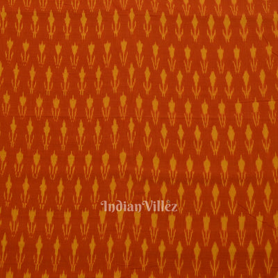 Deep Orange Handwoven Pochampally Ikat Cotton Fabric