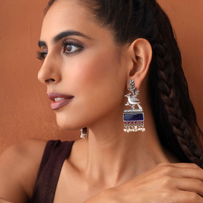 trueBrowns Silver Tone Bird Earrings