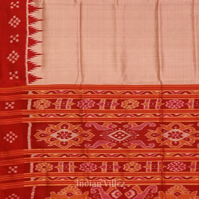 Peach Red Odisha Handloom Jhoti Theme Contemporary Silk Saree